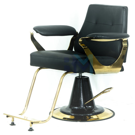 Black barber chair with gold base