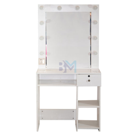 White vanity mirror with lights 